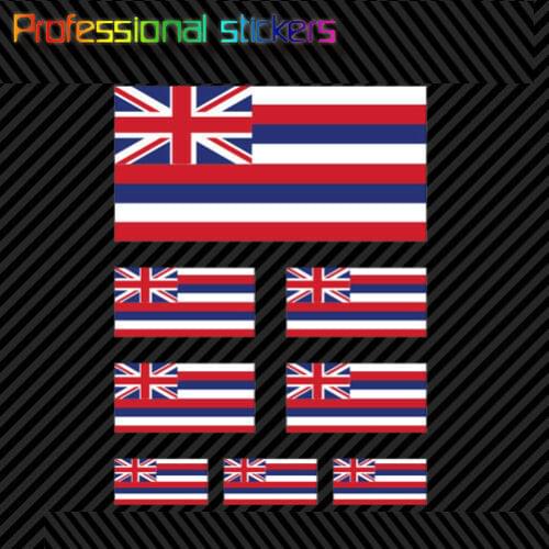 8 Pcs Assorted Hawaiian Flag Sticker Set Die Cut Decal Hawaii The Aloha State for Car, Laptops, Motorcycles, Office Supplies