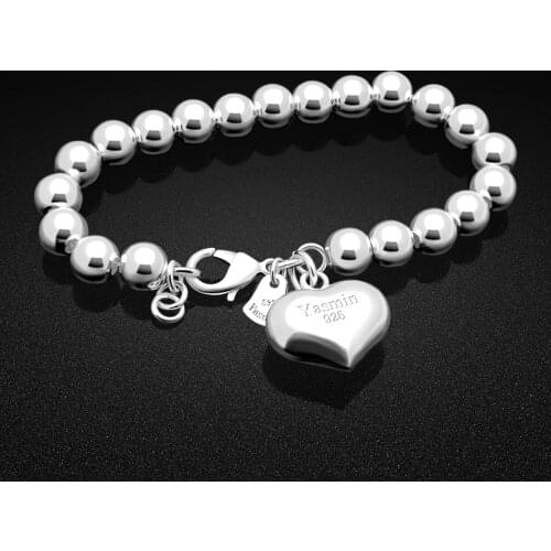 Genuine 925 Sterling Silver Heart Charm Bracelet Shining love Jewellery Love softly played Beautiful fashion silver Bracelet
