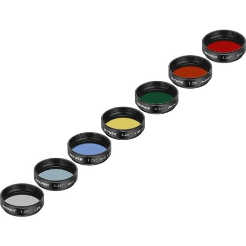 Neewer 1.25 inches Telescope Moon Filter, CPL Filter, 5 Color Filters Set(Red, Orange, Yellow, Green, Blue), Eyepieces Filters