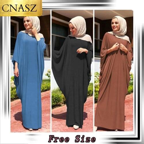 2019 New Arrival Muslim Abaya Dubai Islamic Clothing Casual Loose Bat Sleeve Turkey Middle Eastern Kimono Hijab Dress