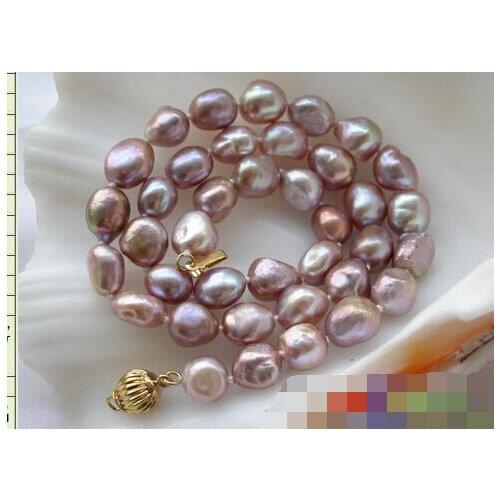 Free shipping 004412 17" 11mm lavender baroque freshwater pearl necklace