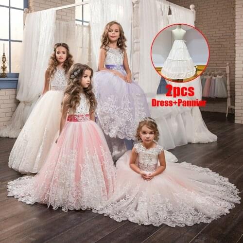 Baby Girls Dress White Pink Bridesmaid Kids Clothes For Girls Children Long Princess Dress Party Wedding Dress 10 12 Years