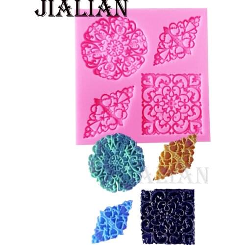 Hollow lace border Shaped Silicone Mold Sugar Paste 3D Flowers lace pattern Fondant Cake Decoration tools T0665