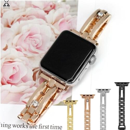 Beaded folding clasp strap for Apple Watch series 7 6 SE 5 4 3 Stainless steel shiny strap for iWatch zircon rhinestone 41 45mm