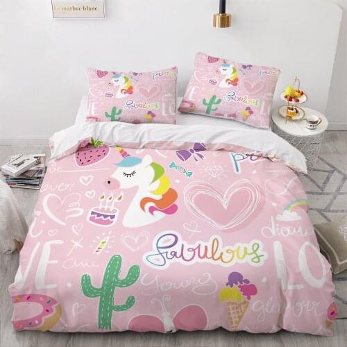 3D Luxury Bedding Set Comforter Quilt Cover Queen King Queen Double Single Size Cartoon Design Custom Pink Bedclothes