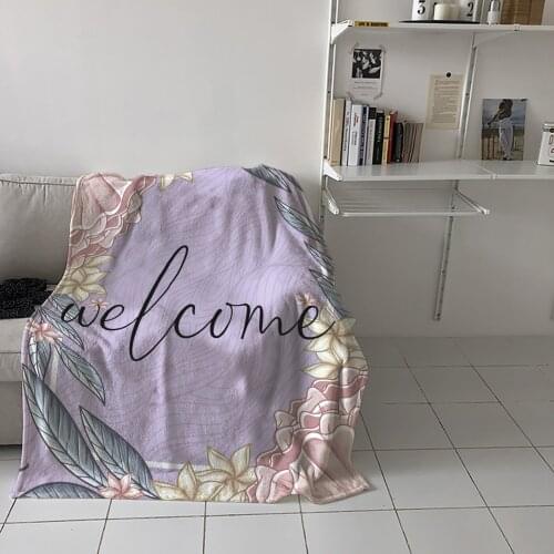 Flower Summer Purple Throw Blanket for Sofa Warm Blanket on Bed Home Bedspread Travel Fleece Blanket
