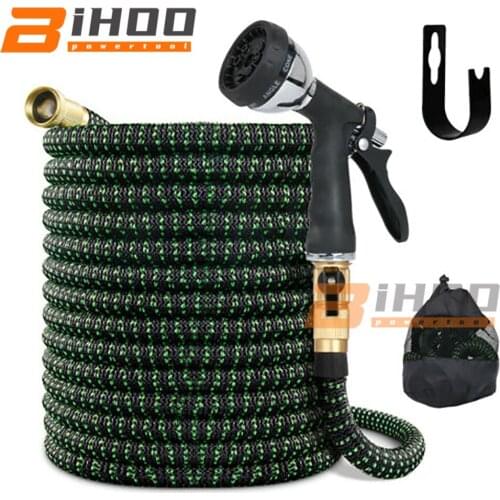 25/50/75/100Ft Garden Hoses Pipe Improved Double Latex Retractable Pipe High Pressure Car Washing Hose With Spray Gun Irrigation