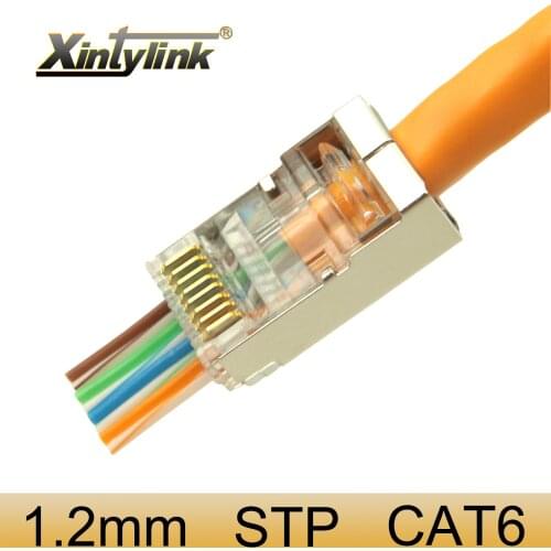 Xintylink 1.2mm rj45 connector cat6 network plug 8p8c stp rg rj 45 jack shielded rg45 lan cat 6 ftp sftp ethernet cable modular