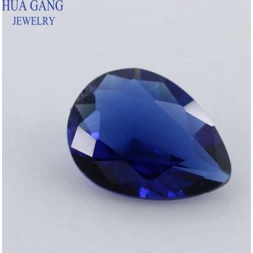 2x3~15x20mm Blue Color Pear Shape Loose Glass Beads Synthetic Gems For Jewelry Wholesale Free Shipping