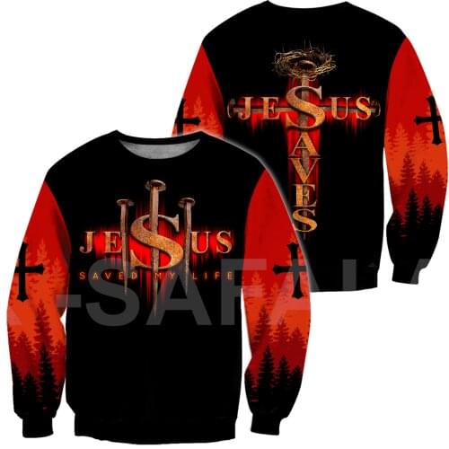 Jesus Christ Red cross 3DOver Printed Hoodie Man Women Unisex Outwear Zipper Pullover Sweatshirt Casual