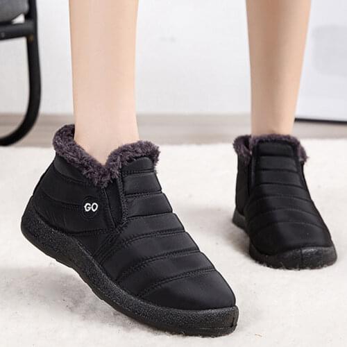 Rimocy Waterproof Ankle Boots Women Winter Warm Short Plush Platform Snow Boots Woman Comfortable Soft Flat Heel Shoes Ladies 47