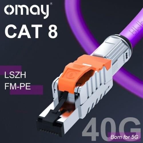 Cat8 Ethernet Patch Cable High Speed S/FTP 22AWG Screened Solid LAN Network Cable 40Gbps 2000Mhz (2Ghz) for Router/GamingOMAY