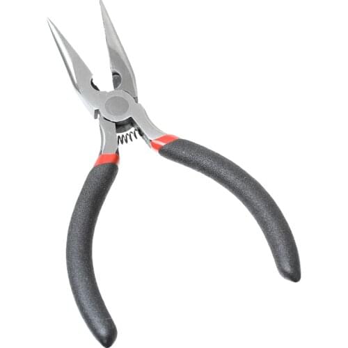 DoreenBeads Stainless Steel Short Needle Nose Pliers Jewelry Making Hand Tools Wire Cutter Serrated Inner Surface Black,1PC