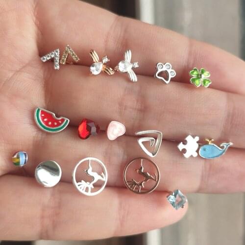 INZATT Real 925 Sterling Silver Zircon Minimalist Stud Earrings For Fashion Women Party Geometric Fine Jewelry Punk Accessories