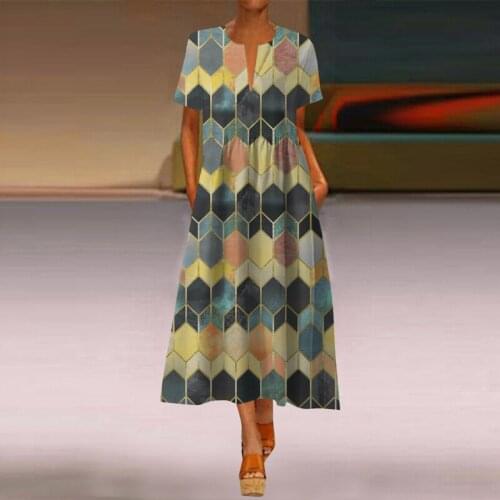 Summer Women Casual Long Dress Plus Size Short Sleeve V Neck Elegant Dresses For Women Clothing Vestidos Mujer Verano 2021