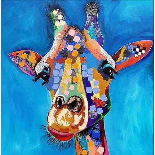 Animal Giraffe Square Canvas Painting Nordic Wall Art Abstract Colorful Graffiti Picture Poster Prints Living Room Decoration