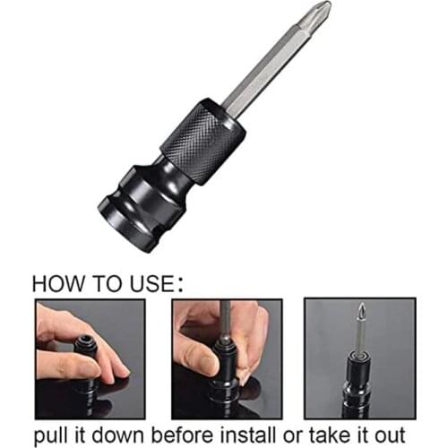 1/4" Square Drive to Hex Shank Socket Bits Converter Quick Release Screwdriver Holder Impact Socket Conversion Adapter Tool