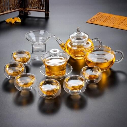 10in1 Elegant High Borosilicate Glass Teapot Cups Pitcher and Filter Giftset Most Applied Home Teaware Teaset Kettle Wholesale