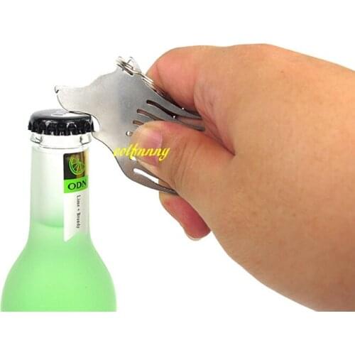 1200pcs/lot Multi function Stainless steel Beard Comb Wolf Beer bottle Opener Box Cutter Pocket Bottle Opener Tool Comb