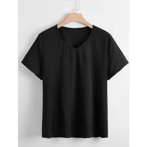 2021 summer womens casual T-shirt womens short sleeve V-neck T-shirt with short sleeve womens clothing