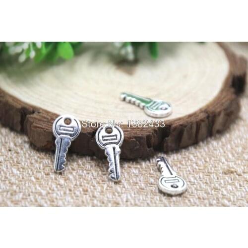 30pcs mini key charms silver tone key charms pendants 19X9mm