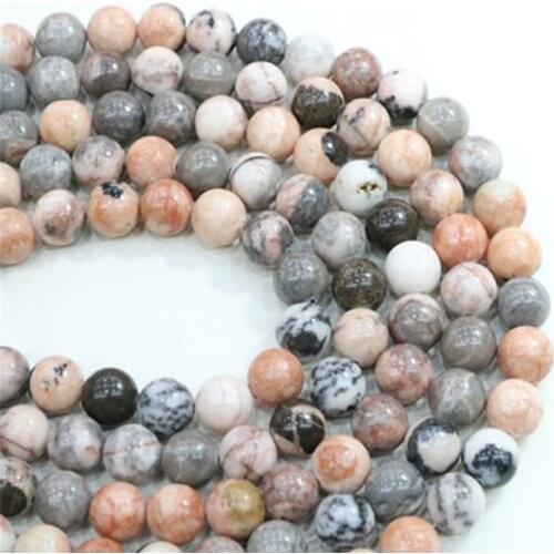 4/6/8/10mm Pick Size Natural Pink Zebra Stone Beads Round Loose Stone Beads Strand 15'' For Bracelet DIY Jewelry Making Material