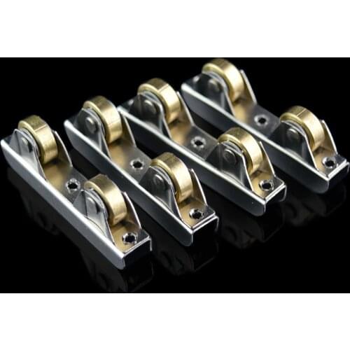 4 Pcs Durable copper wheels Cabinet Glass Sliding Door Roller Clamp Pulley / For 5-6mm Frameless glass sliding door Hardware