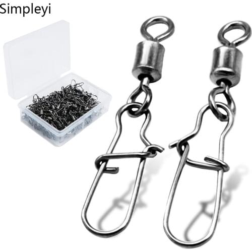 50pcs 2# To 14# Fishing Connector Rolling Swivel Fish Pin Bearing Stainless Steel Snap Fishhook Lure Tackle Goods For Fishing
