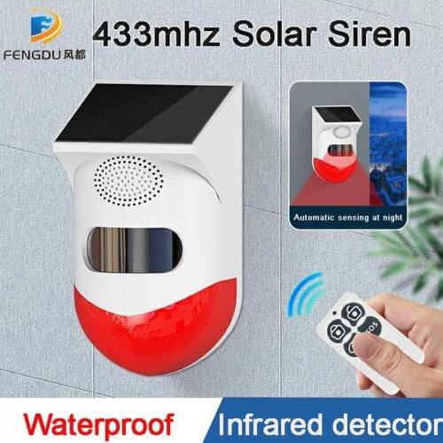 Wireless Solar Infrared Alarm Detector Siren Motion Sensor Detector For Home Garden Yard Outdoor With RF433 Remote Control