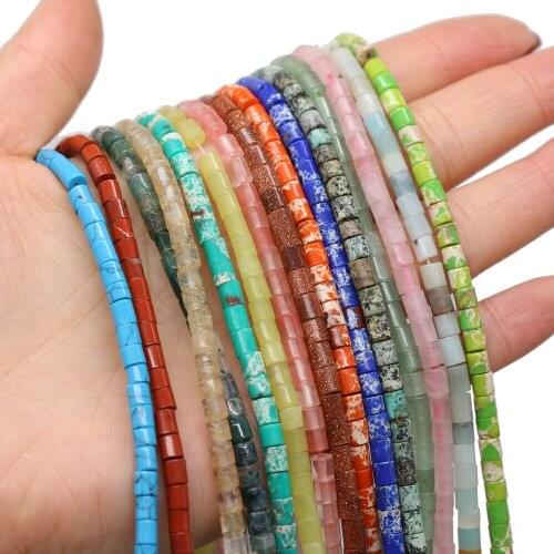 Many Kinds of AAA 100% Natural Stone Beads Cylindrical Loose Beads for Jewelry Making Necklace DIY Bracelet Accessories 4x4mm
