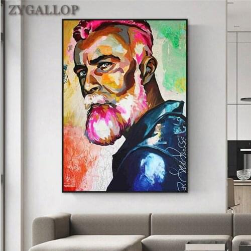 Bearded Man Canvas Painting Abstract Figure Art Posters and Prints Scandinavian Wall Art Pictures Boy’s Room Decoration tableau