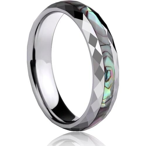 2019 Bohemia Style New Alliance of Tungsten Engagement Rings Dome Band for Woman Man 4mm/5mm Width Inlay Colorful Shells