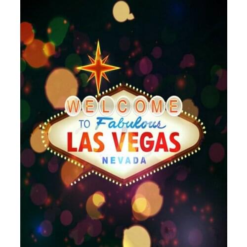 Las Vegas Party Sign Neon Bokeh background Vinyl cloth High quality Computer print wedding photo backdrop