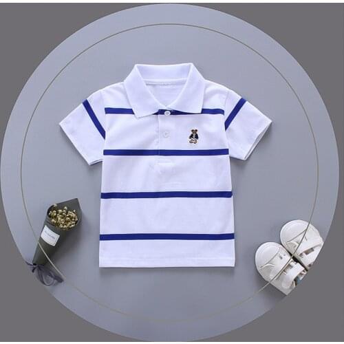 Summer striped Korean casual childrens short-sleeved cotton T-shirt men and women baby kids clothes bottoming shirt