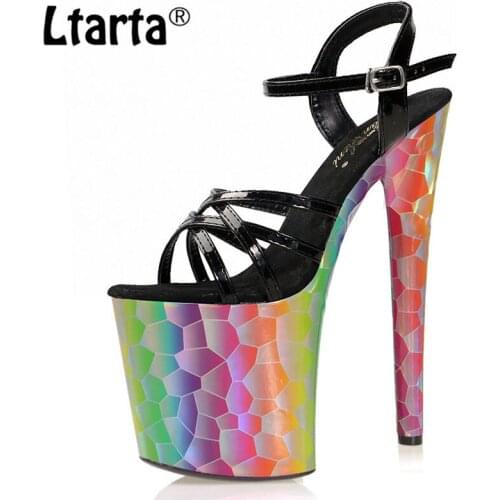 Ltarta 20CM Roman Model Catwalk Sandals Sexy Pole Dance High Heels Nightclub Waterproof Platform Sandals For Women LYP