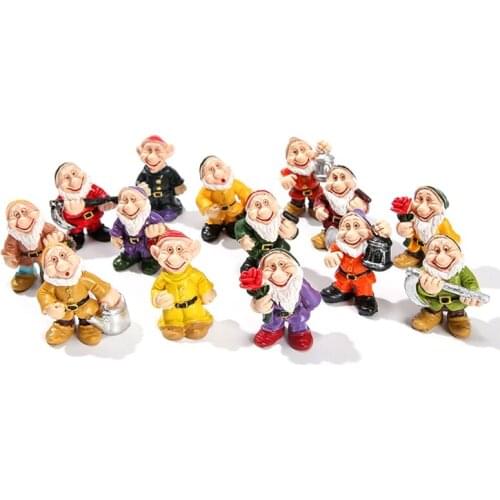 14 pieces of miniature resin fairy tale dwarf statue garden mini elf statue landscape flower pot glass bonsai garden decoration