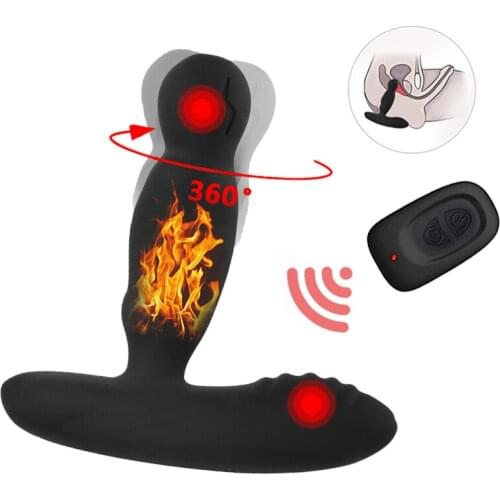 Male Prostate Massage Dildo Vibrator Remote Control 360 Roating Anal Heating Vibrator Butt Anal Plug Sex Toy Masturbator for Men