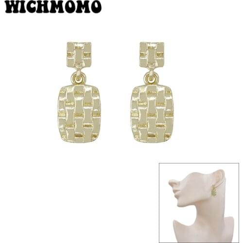 New 25*11mm 1pair High-quality Environmentally Friendly Zinc Alloy Square Chaems Dangle Earrings Womens Girls Accessories Gifts