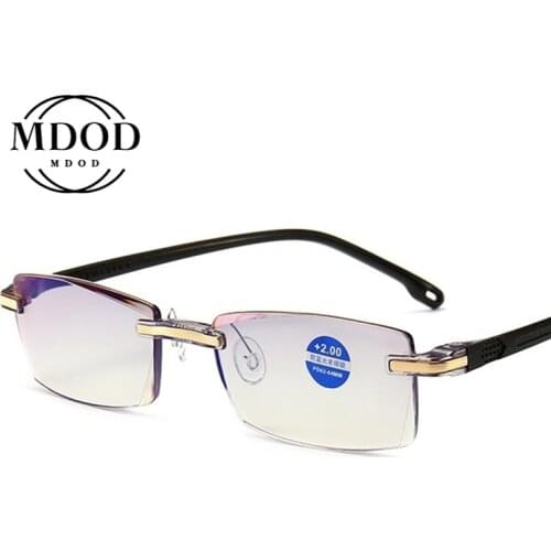 Anti Blue Light Rimless Reading Glasses Women Men Ultralight Computer Reading Glasses Presbyopia for Women Glasses +1.0 To +4.0