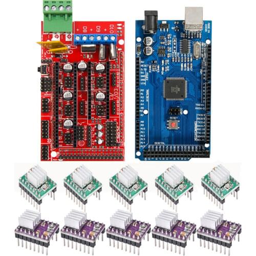 3D Printer 1pc Mega 2560 R3 + 1pc RAMPS 1.4 Control Panel+ 5pcs DRV8825 Stepper Motor Drive Carrier Reprap for 3D Printer kit