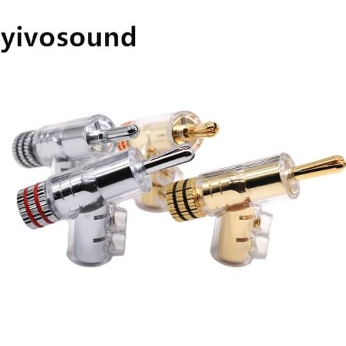 Hi-end YIVO Brass Copper Plated Gold or Rhodium Gun-type Audio Video Speaker Adapter 6mm banana connector