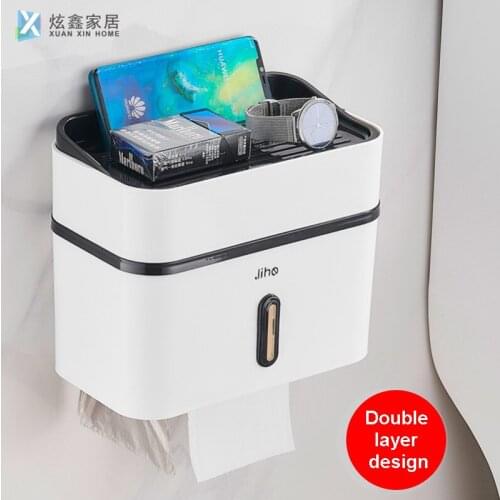 Bathroom Toilet Paper Shelf Waterproof Storage Portable Roll Hanger PP Tissue Garbage Bag Box Wall Mounted Holder Tool