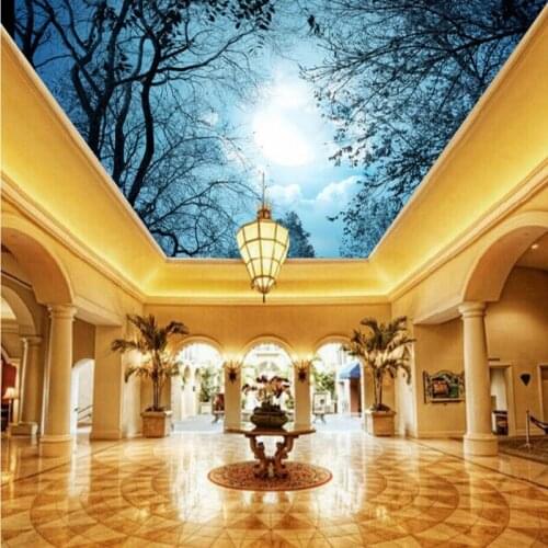 Custom 3d mural Beautiful sky tree branches mural living room hall roofs mural hotel ceiling wallpaper