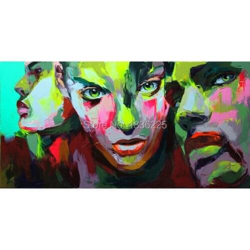 Pop art people face handmade three man knife oil painting on canvas office decoration large canvas cheap character paintings