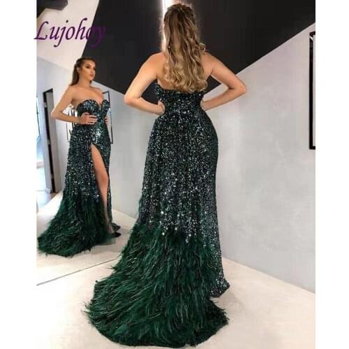Luxury Long Evening Dresses Party Plus Size Women Girl Emerald Green Sequin Dinner Celebrity Prom Formal Evening Gowns Dresses