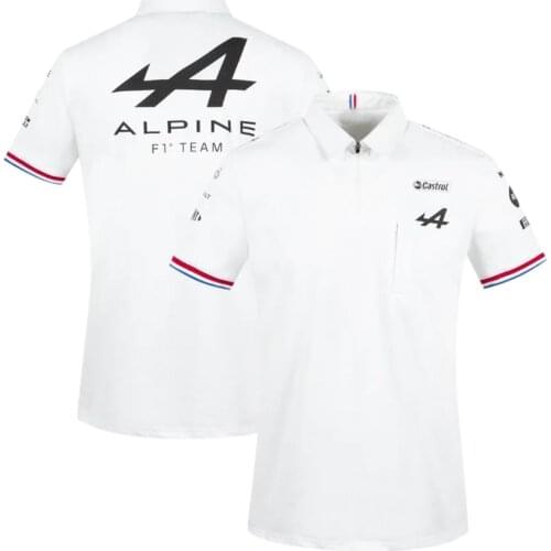 Motorsport 2021 Season Alpine F1 Team A Racing Polo Shirt White Black Breathable Teamline Short Sleeve T-Shirt Car Fan Clothing