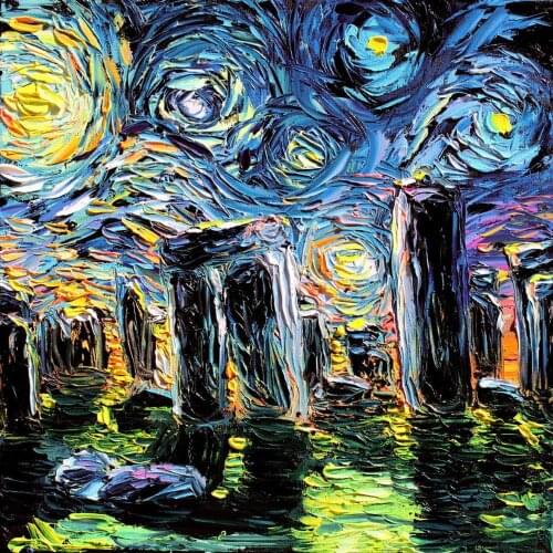 Painted by Hand Decorative Art Picture Oil Painting Gogh Never Saw Stonehenge Painting on Canvas Home Wall Decor Palette Knife