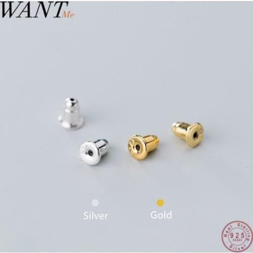 WANTME Genuine 100% 925 Sterling Silver Stud Earrings Behind The Earplugs Minimalist Fine Jewelry Accessories Parts Ear Plugging