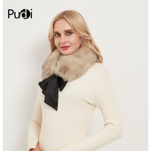 Pudi women natural fox fur scarf ring collar 2020 Ins hot winter lady female warm real fox fur scarves rings SF004