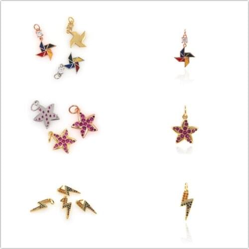 Charms Jewelry Making Gold Windmill Flower Starfish Designer Jewelry Charms For Diy Earrings Necklace Bracelet Charm Copper